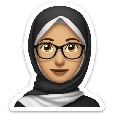  head shot of Middle Eastern Woman in Her 30s wearing a black head scarf sticker