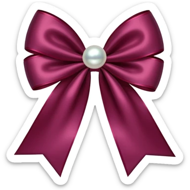 Maroon bow with hanging pearl sticker
