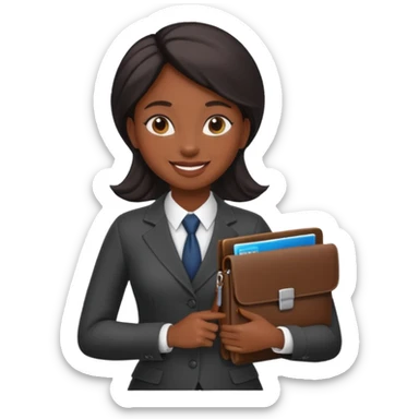 a financier black skin girl with a portfolio sticker