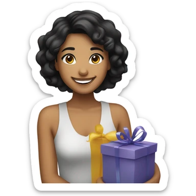 smiling girl with black hair birthday sticker