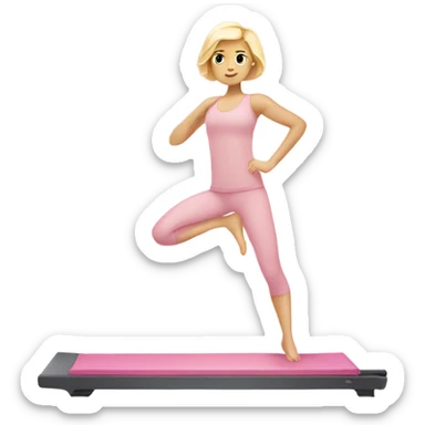 blonde girl light pink clothes doing pilates sticker
