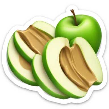 sliced green apple slices with peanut butter on a plate sticker
