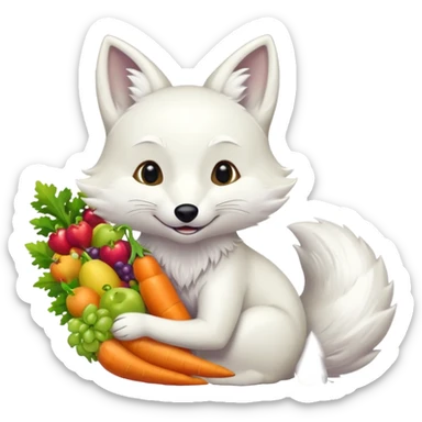 Smiling white fox and Cornucopia  sticker