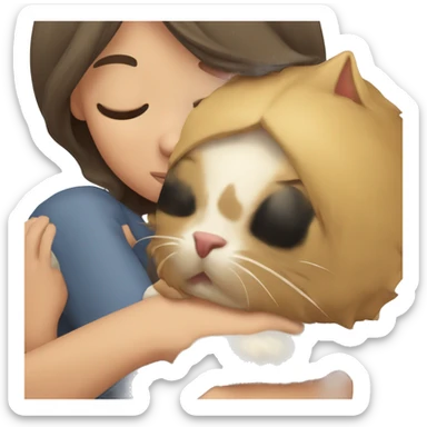 Gato durmiendo con una chica sticker