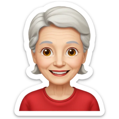 elderly woman with red shirt sticker
