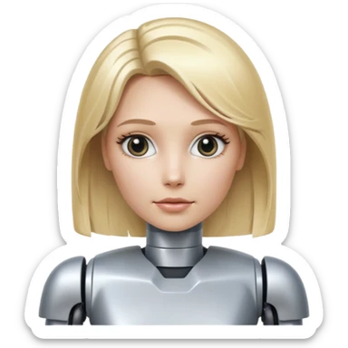 female robot with blond hair more metalic face sticker