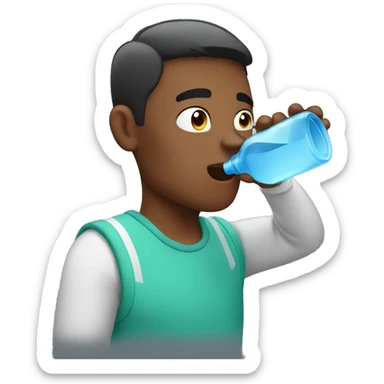 A guy drinking a bottle water sticker