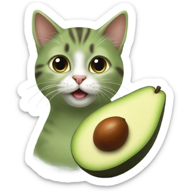 Cat eating avocado sticker