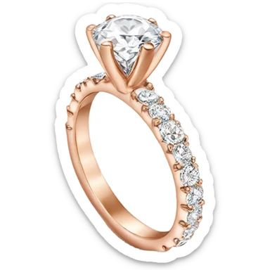 Rose gold engagement ring with round diamond sticker