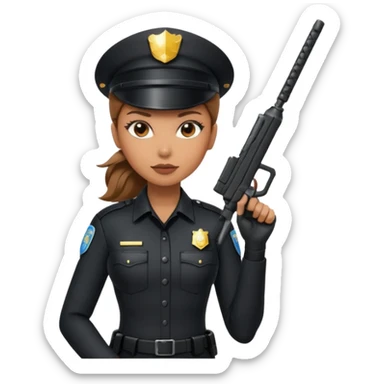 Futuristic woman cop sticker