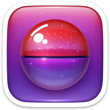 color gradient between red and purple glitter ball sticker