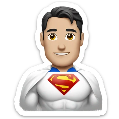 White suit superman with chest letter "U" sticker