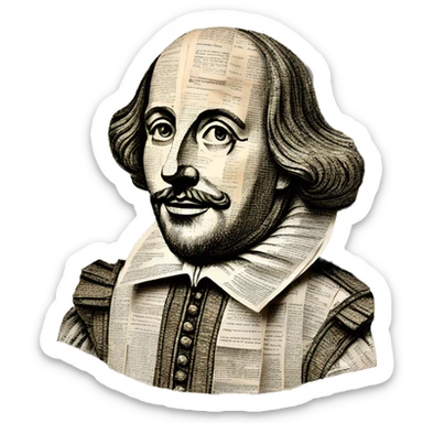 Shakespeare made of newspaper cuttings 420 roses flowers sticker
