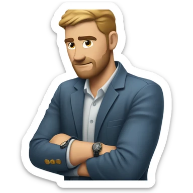 man looking at his watch on his wrist sticker