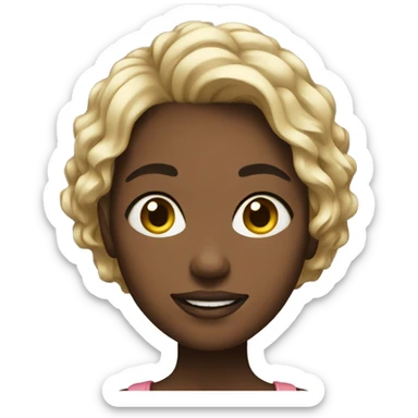 Black short cut cute woman sticker