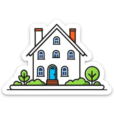 modern furniture logo with house shape sticker