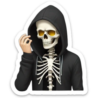 Skeleton programmer in black hoodie get facepalm sticker