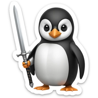 Penguin with sword sticker