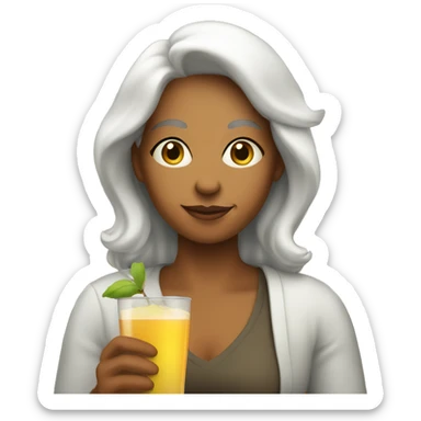Proud white mother with drink apple juice sticker
