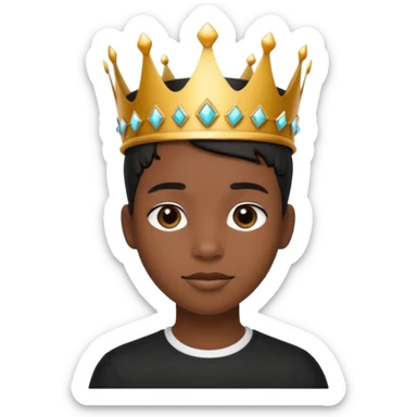A stylish black teen wearing a hand-crafted crown for fun. sticker