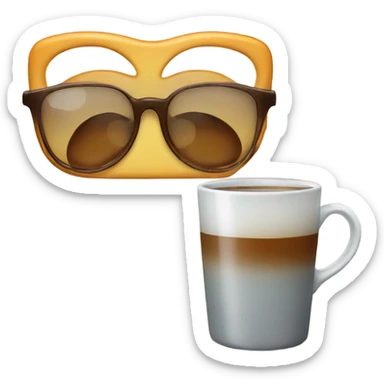 a pair of glasses near a cup of tea sticker