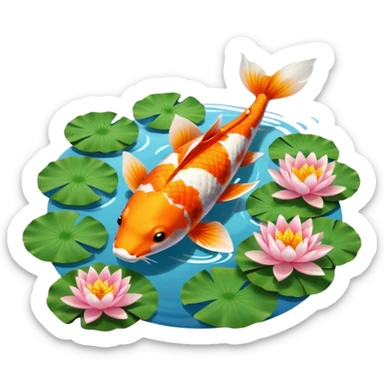 koi and lotus pond sticker