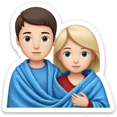 Boy and girl carrying blanket sticker