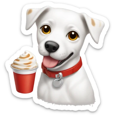 Perro BLANCO CON MANCHAS CAFE EN LA CABEZA Y COLLAR ROJO sticker