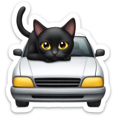 black cat on the white car sticker