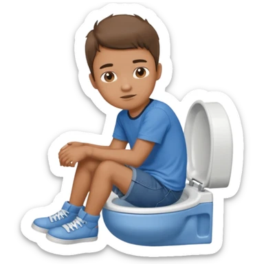 menino sentado no vaso sanitário sticker