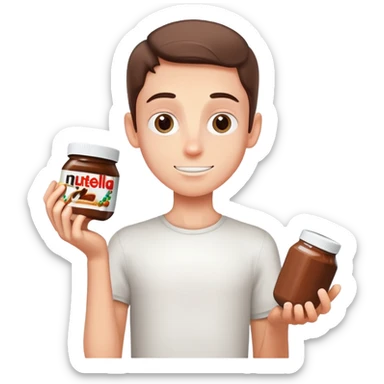 Skinny white kid holding Nutella  sticker