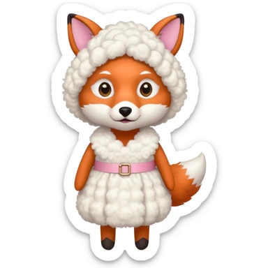 a fox wearing sheep dress sticker