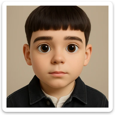 Create a realistic 3D emoji based on the reference image. The emoji should have relatively large eyes, retain the details, and be without pimples and mustache. The emoji should be wearing a black denim jacket. Use a 3D emoji style as inspiration but focus on realism and detail preservation. sticker