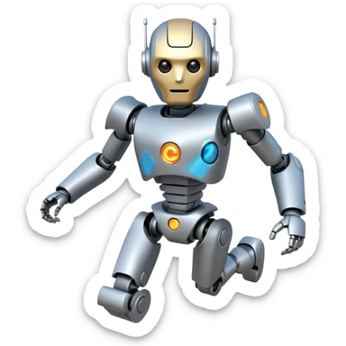 robot picking running, face direct to camera, half body, sticker