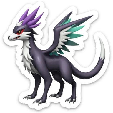 Shiny Noivern-Mightyena-Silvally-Fakémon-hybrid-creature (full body)  sticker