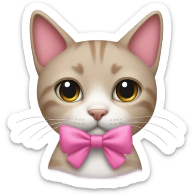 Cat with a pink bow on its neck  sticker
