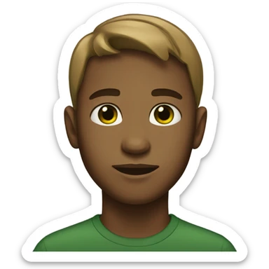 brown boy with green eyes and light brown hair sticker