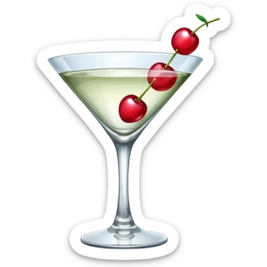 martini glass with cherry decoration sticker