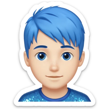 glitter blue gamer Boy happy blue hair sticker