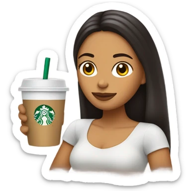 Chica medio morena con un starbucks  sticker