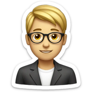 A-boy-with-circle-shaped-eyeglasses and white complexion sticker