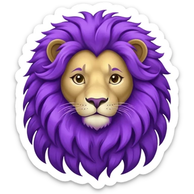 glitter purple and cian lion sticker