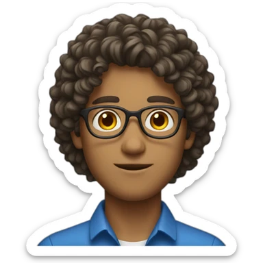 young teacher male with curly hair sticker