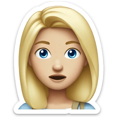 angry blonde girl blue eyes sticker