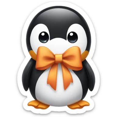 Penguin with bow sticker