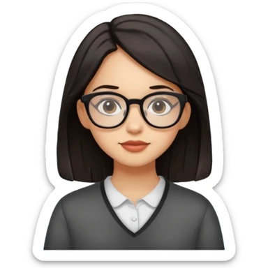 de una chica morena clara con cabellos negro y lago con lentes sticker