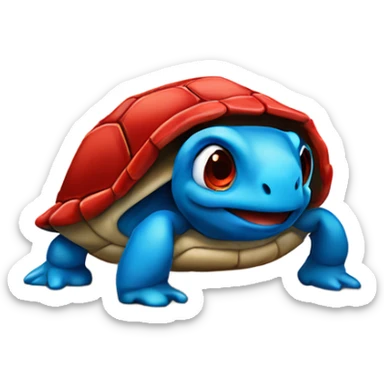 Red Turtle, with blue eyes, wearing black hooded sweatshirt  sticker