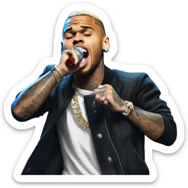 Hyper Realistic Chris Brown on stage singing  sticker