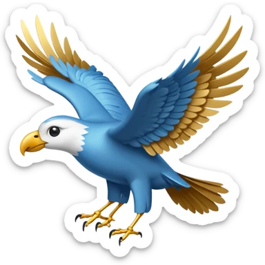 Un petit oiseau mécanique doré avec des ailes délicates et des rouages visibles. Il porte des parchemins enroulés attachés à ses pattes fines, survolant une ville en contrebas. sticker