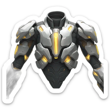 futuristic armored Omega Energy chestplate arm radiating omega energy sticker